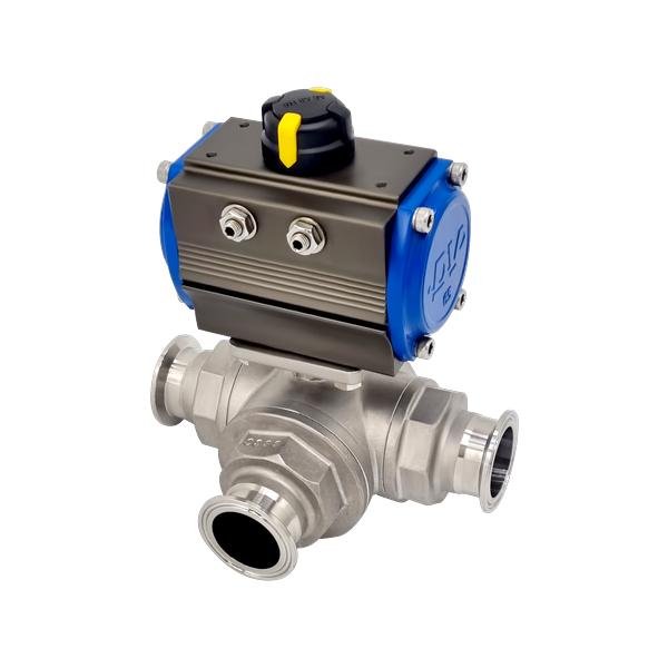 Sanitary 3WAY Pneumatic Ball Valve (SUS316, Double Acting) PSVP-03