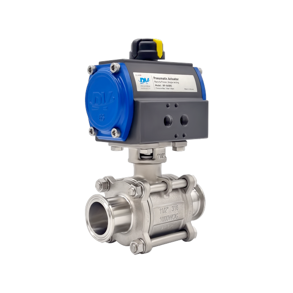 Sanitary 3pc Pneumatic Ball Valve (SUS316, Double Acting) PSVP-01