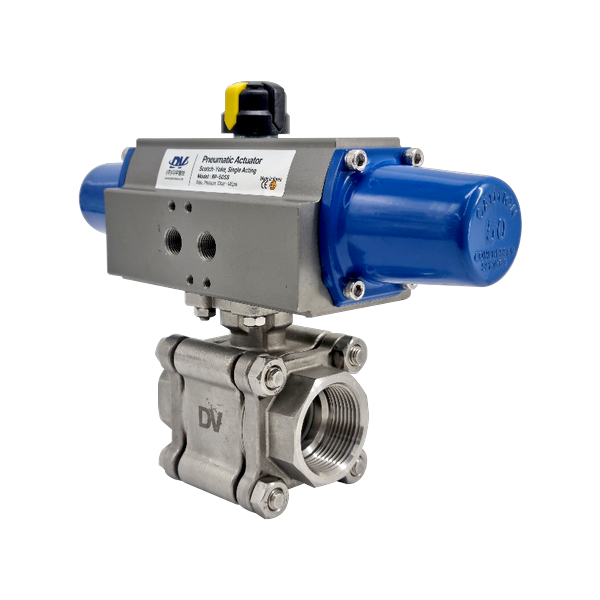 3PC Pneumatic Ball Valve BSPT (SUS316, Single Acting, 2000PSI) PAVP-04(S)