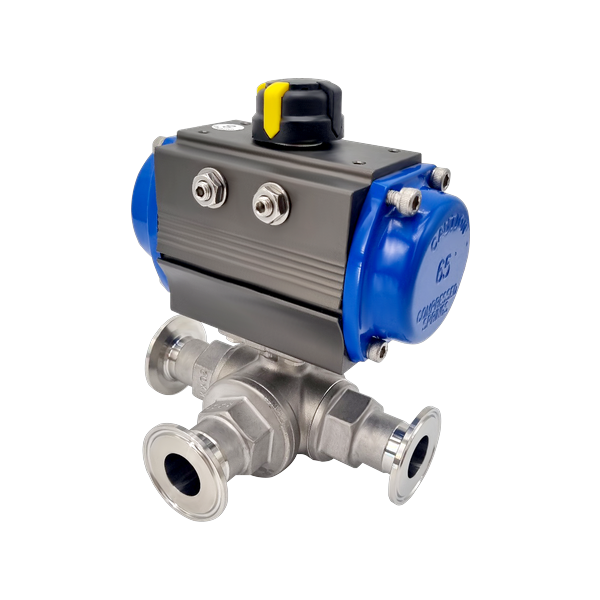 Sanitary 3WAY Pneumatic Ball Valve (SUS316, Single Acting) PSVP-04