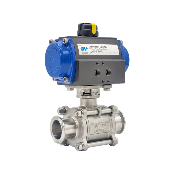 Sanitary 3pc Pneumatic Ball Valve (SUS316, Single Acting) PSVP-02