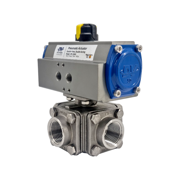 4WAY Pneumatic Ball Valve BSPT (SUS316, Double Acting) PAVP-08(D)